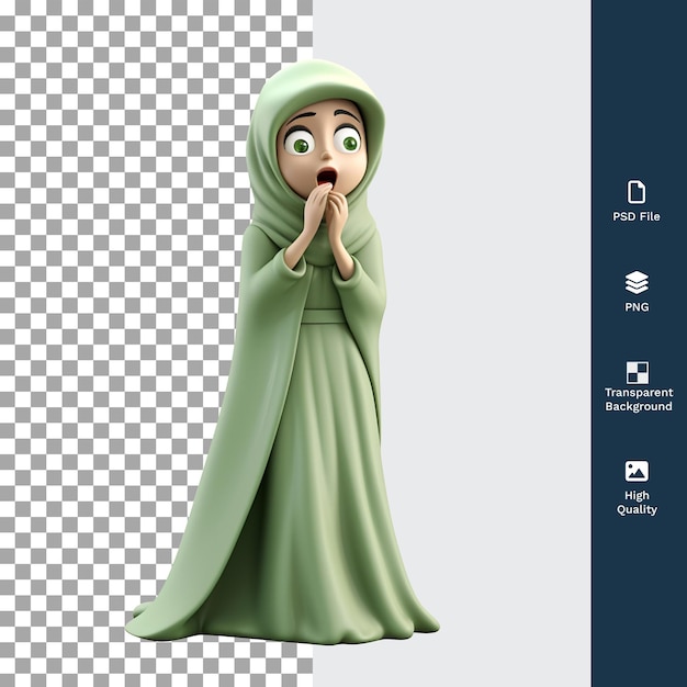 PSD psd 3d illustration of muslim woman exciting