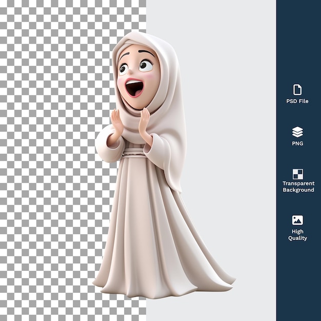 PSD psd 3d illustrazione donna musulmana con sentimento eccitato