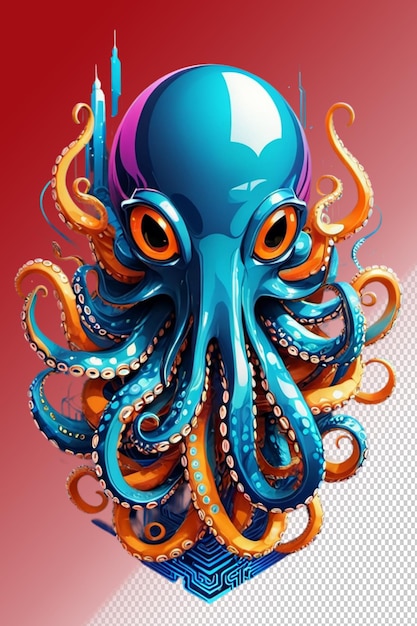 PSD illustrazione psd 3d octopus isolato su sfondo trasparente