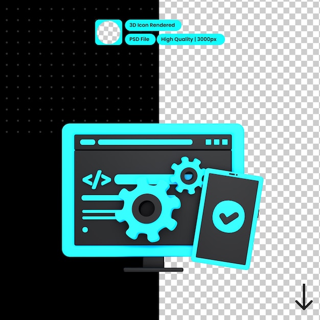 PSD 3D illustration of App development 1