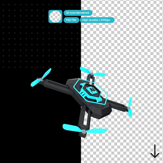 PSD psd 3d иллюстрация дрона искусственного интеллекта