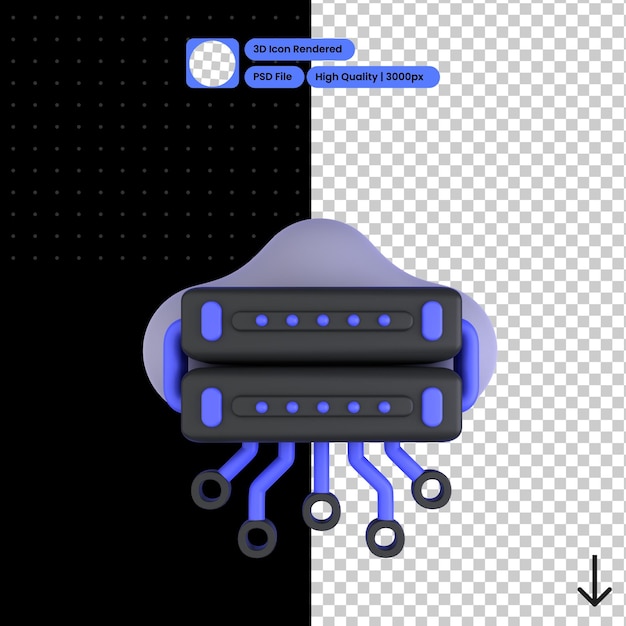 クラウドサーバーの psd 3d イラスト