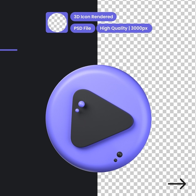Psd 3d иллюстрация кнопки воспроизведения
