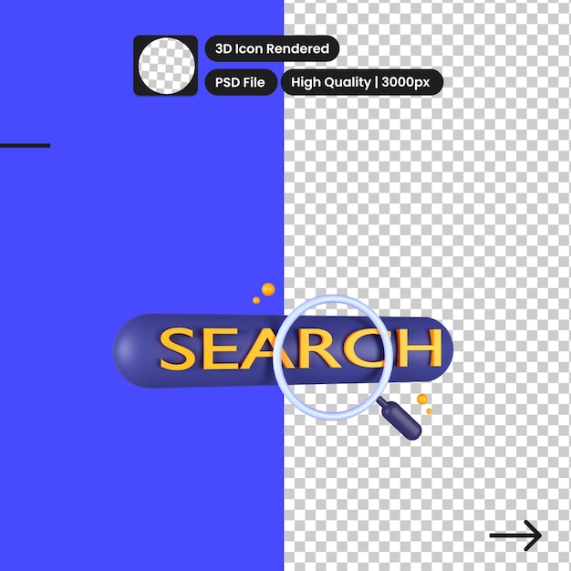 PSD psd 3d иллюстрация панели поиска