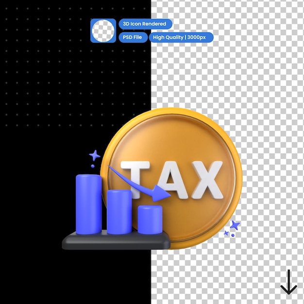 PSD 세금 손실 차트의 psd 3d 일러스트