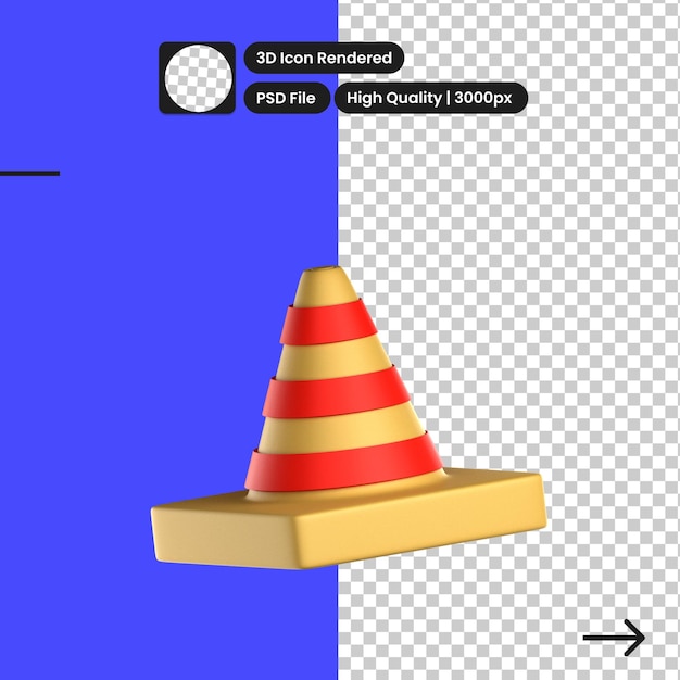 Psd 3d иллюстрация транспортного конуса