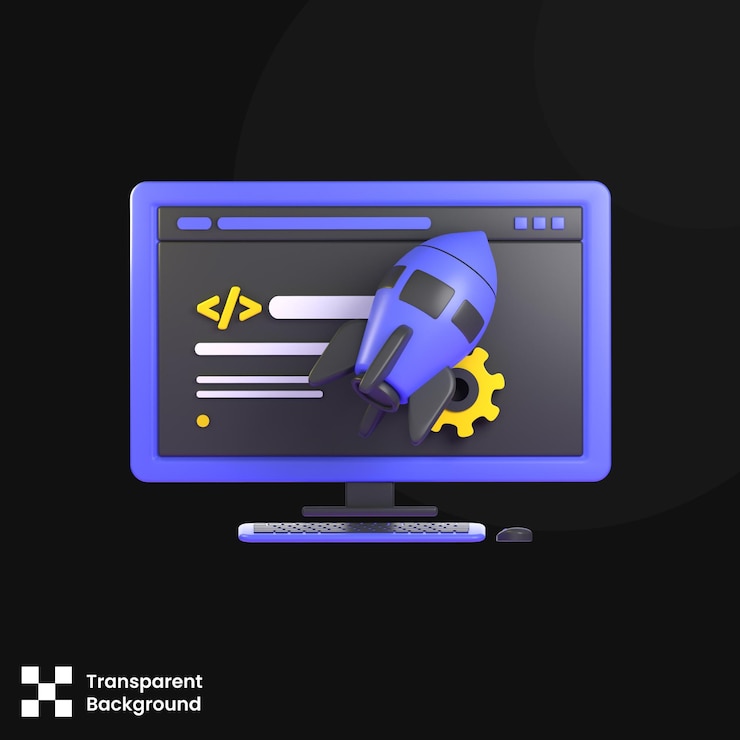 PSD psd 3d illustration of web launching