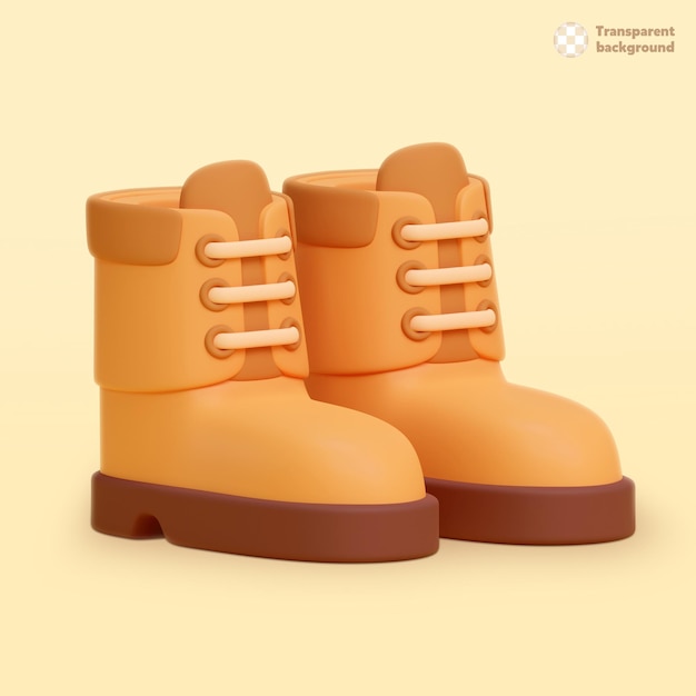 PSD psd 3d illustration pair of orange boots with brown soles