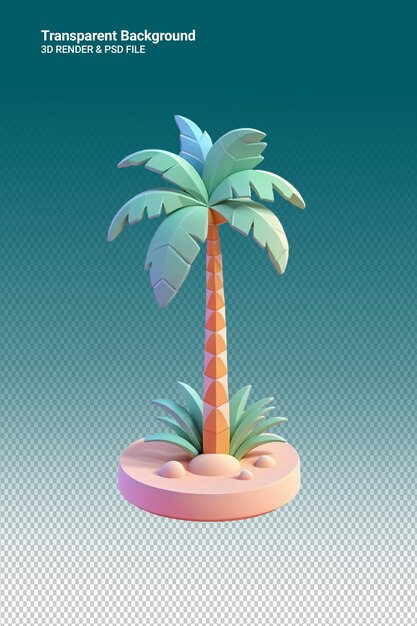 PSD psd 3d illustration palm trees isolated on transparent background