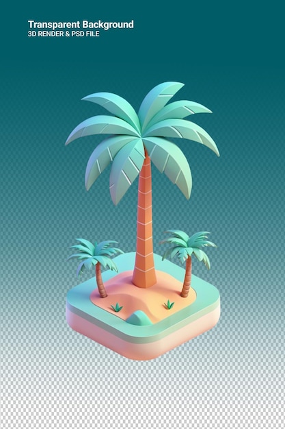 PSD psd 3d illustration palm trees isolated on transparent background