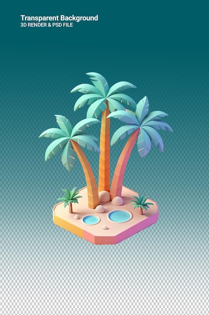 PSD psd 3d illustration palm trees isolated on transparent background