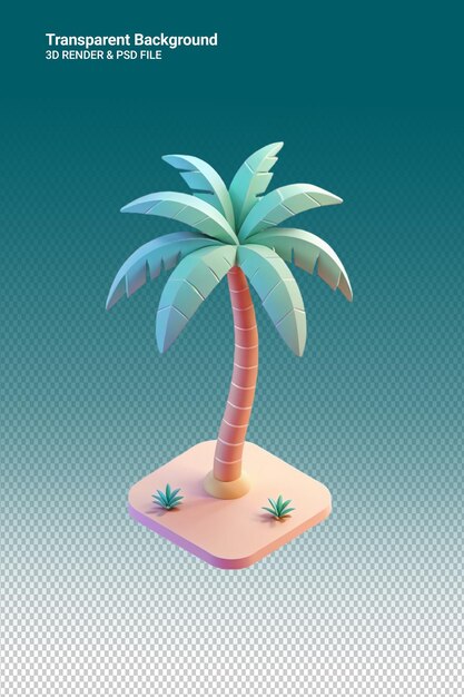 PSD psd 3d illustration palm trees isolated on transparent background