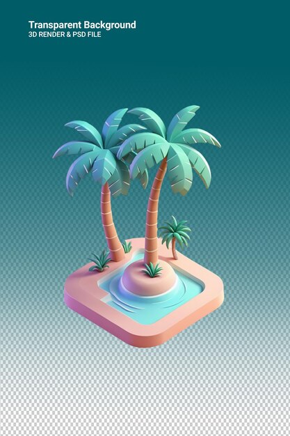 PSD psd 3d illustration palm trees isolated on transparent background