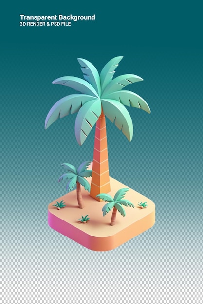 PSD psd 3d illustration palm trees isolated on transparent background