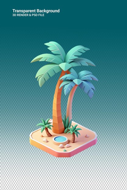 PSD psd 3d illustration palm trees isolated on transparent background