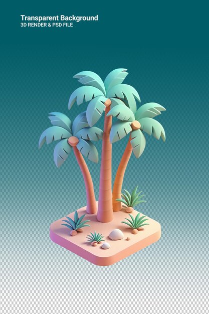 PSD psd 3d illustration palm trees isolated on transparent background