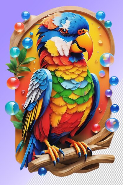 PSD psd 3d illustration parrot isolated on transparent background