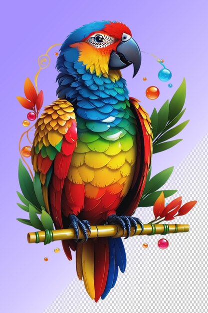 PSD psd 3d illustration parrot isolated on transparent background