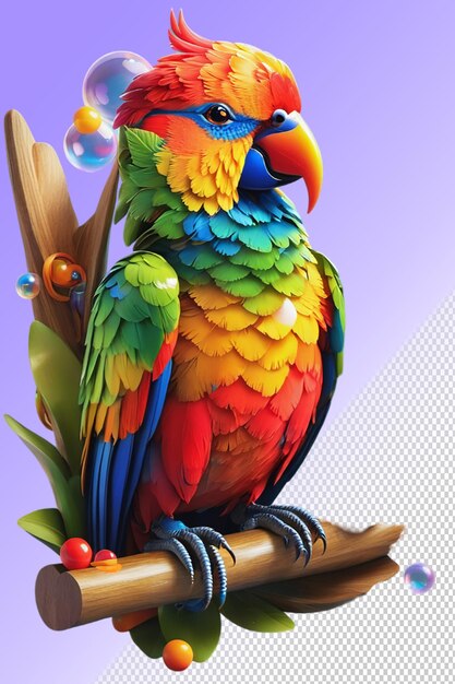 Psd 3d illustration parrot isolated on transparent background