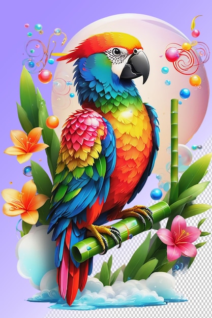 Psd 3d illustration parrot isolated on transparent background
