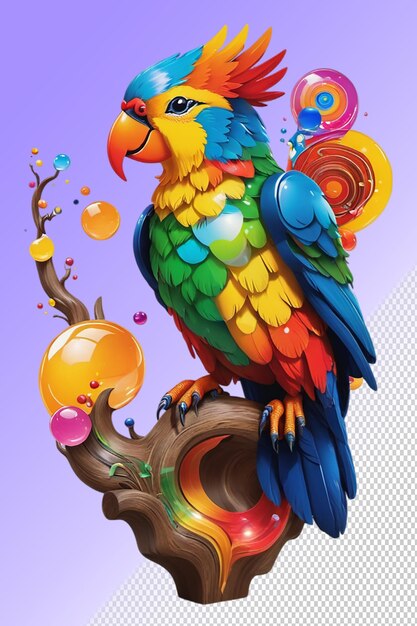 PSD illustrazione psd 3d pappagallo isolato su sfondo trasparente