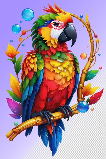 Psd 3d illustration parrot isolated on transparent background