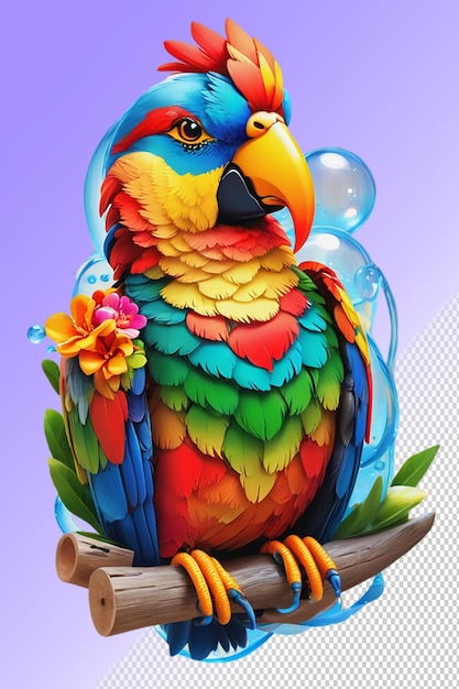 PSD psd 3d illustration parrot isolated on transparent background