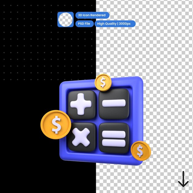 Psd 3d illustration of payment calculation