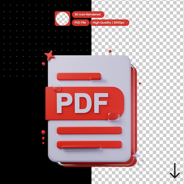 PSD psd 3d illustration of pdf format