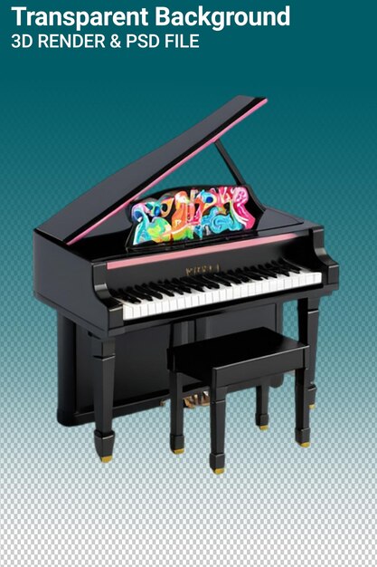 PSD psd 3d illustration piano isolated on transparent background