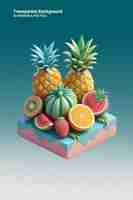 PSD psd 3d illustration pineapple isolated on transparent background