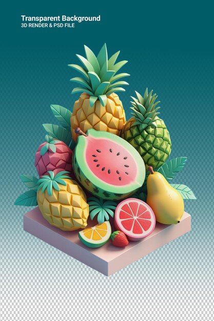 PSD psd 3d illustration pineapple isolated on transparent background