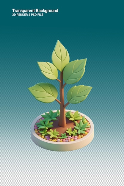 PSD psd 3d illustration plant isolated on transparent background