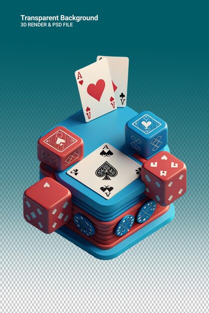 PSD psd 3d illustrazione poker isolato su sfondo trasparente