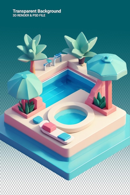 PSD pool di illustrazioni psd 3d isolato su sfondo trasparente