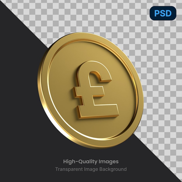 Psd 3d иллюстрация фунта монеты