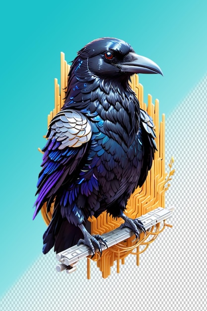 Illustrazione psd 3d raven isolato su sfondo trasparente