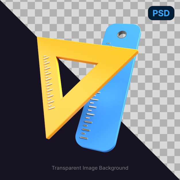 PSD psd 3d illustration of a ruler