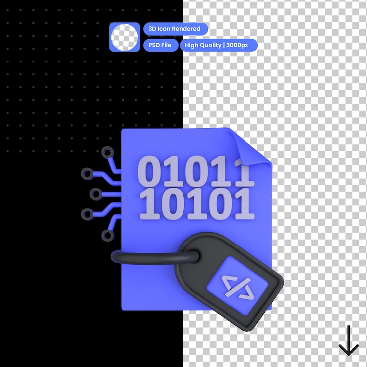 PSD psd 3d illustration of sale binary code