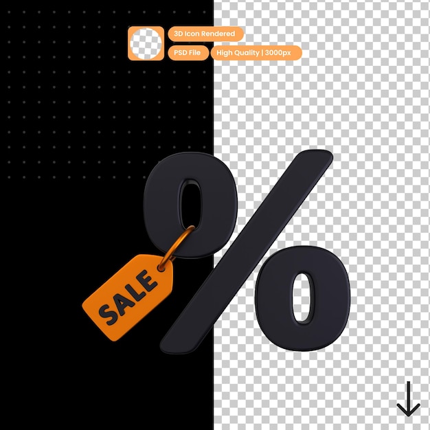 PSD illustrazione psd 3d dell'etichetta di sconto di vendita