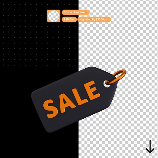 PSD 3D иллюстрация бирки продажи