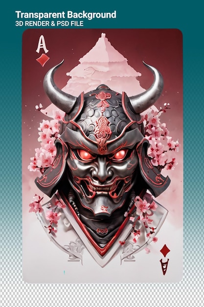 PSD psd 3d illustration samurai mask isolated on transparent background