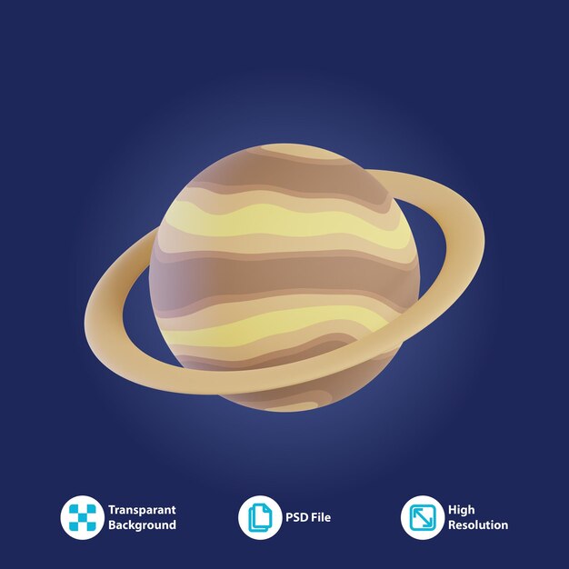 PSD psd 3d illustrazione di saturno