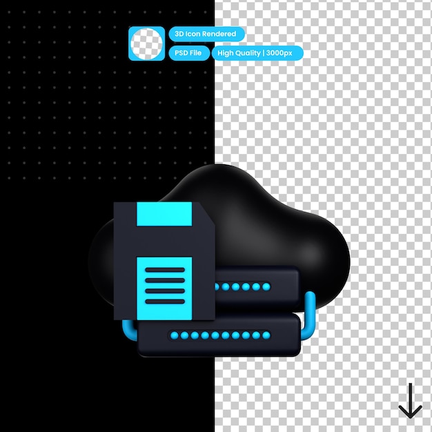psd 3d illustration of save to cloud