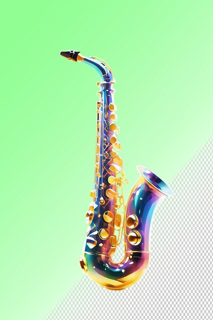 Illustrazione psd 3d sassofono isolato su sfondo trasparente