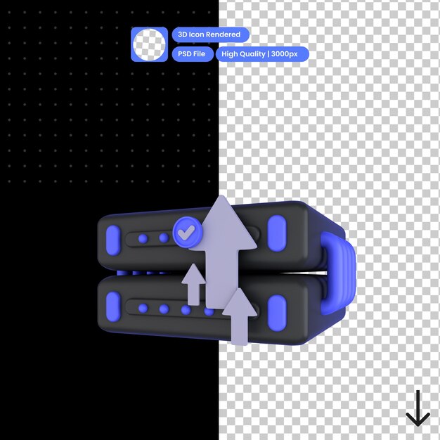 Psd 3d illustration of server data upload