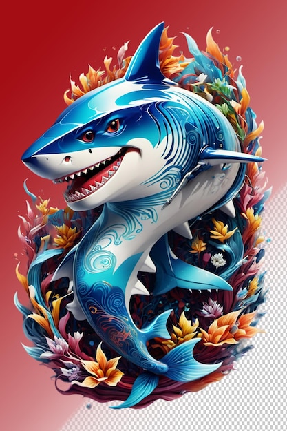 Psd 3d illustration shark isolated on transparent background
