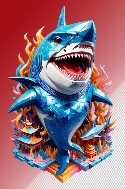 PSD psd 3d illustration shark isolated on transparent background