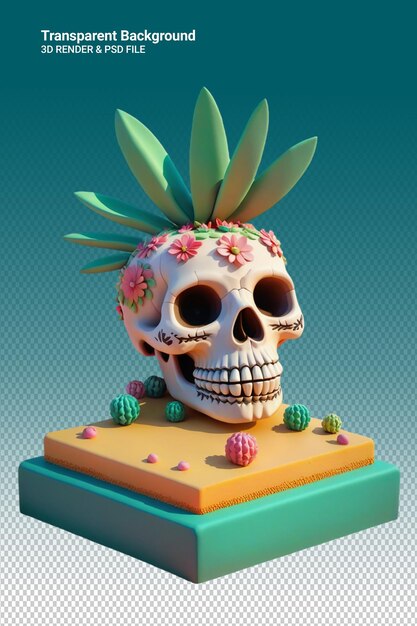 PSD psd 3d illustration skull isolated on transparent background