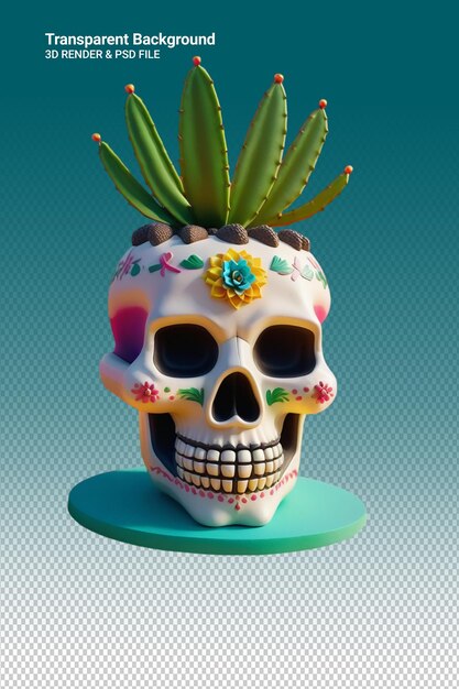 PSD psd 3d illustration skull isolated on transparent background